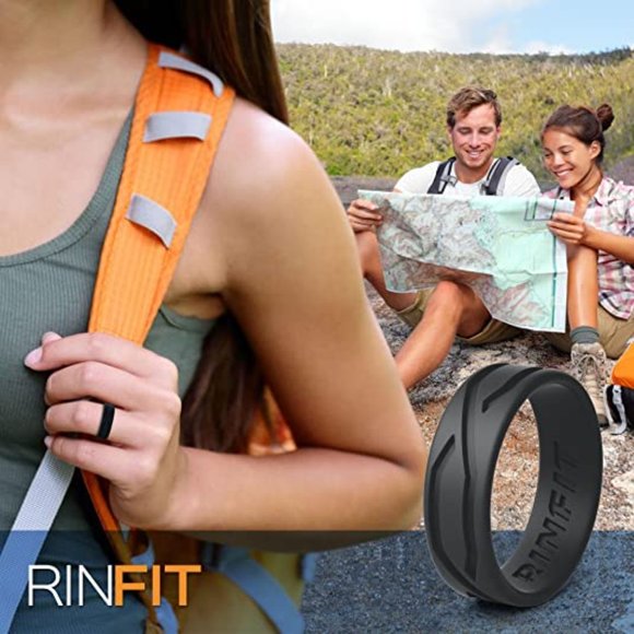 Rinfit Silicone Sport Rings Wedding Rings for Women 6 Piece Set Size 5 - Picture 2 of 5